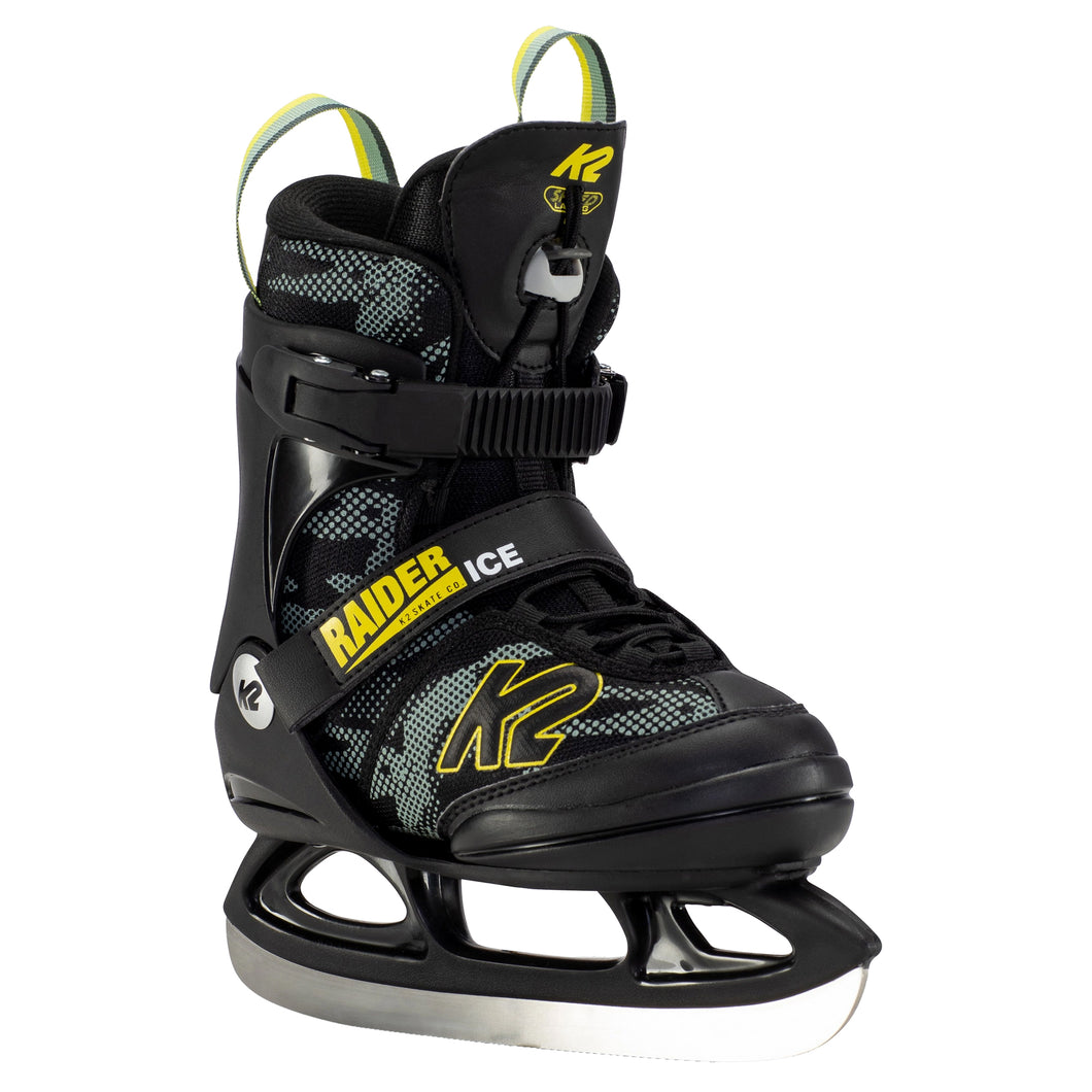 K2 Raider Ice Boys Adjustable Ice Skates 1 - Camo Grn Yello/8-12