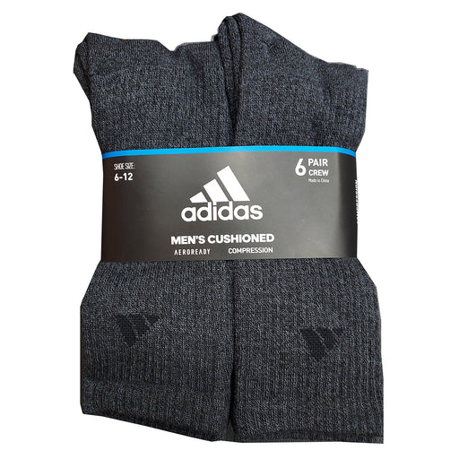 Adidas Athletic Cushioned Mens Crew Socks 6-Pack - Black/Onix Grey