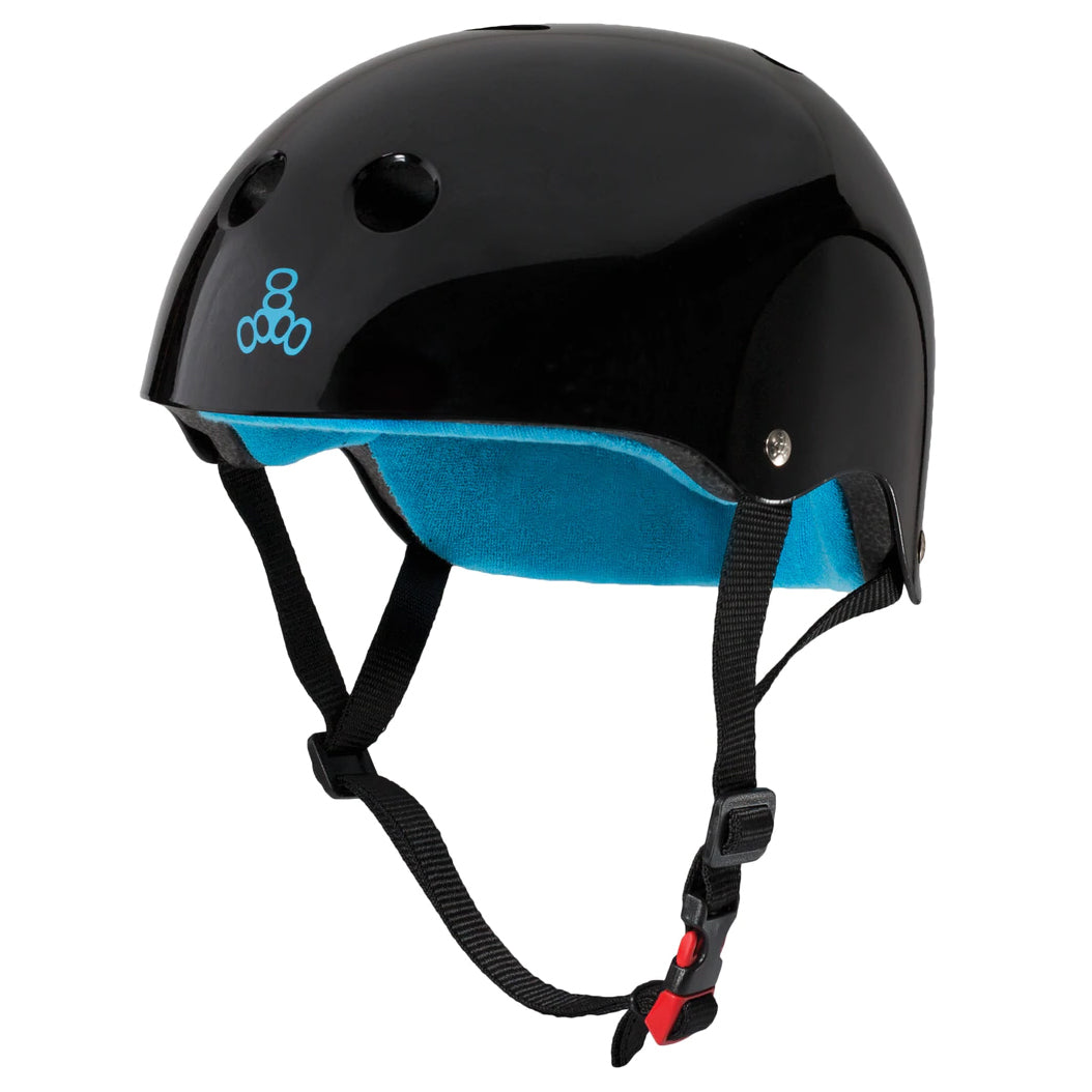 Triple Eight Certified Sweatsaver Blk Gloss Helmet - Black Glossy/L/XL