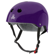 
                        
                          Load image into Gallery viewer, Triple Eight Certified Sweatsaver Purple Helmet - Purple Glossy/L/XL
                        
                       - 1