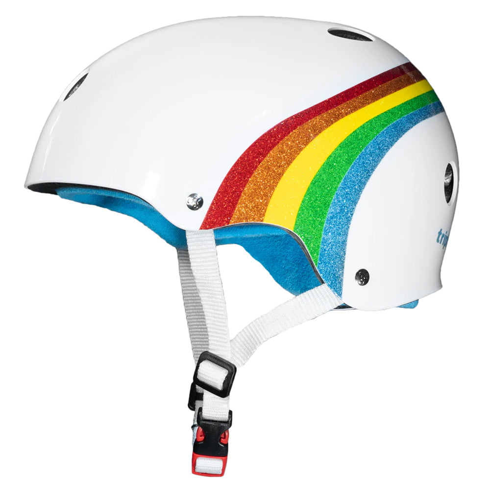 Triple Eight Certified Sweatsaver Wt Rain Helmet - Wt Rainbow Spkl/L/XL