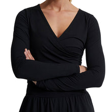 
                        
                          Load image into Gallery viewer, Varley Carolyn Black Womens Long Sleeve Wrap Shirt
                        
                       - 3