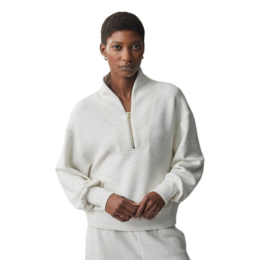 Varley Davidson Womens Half Zip Sweatshirt - Ivory Marl/L