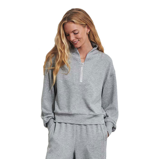 Varley Davidson Womens Half Zip Sweatshirt - Light Grey Marl/L