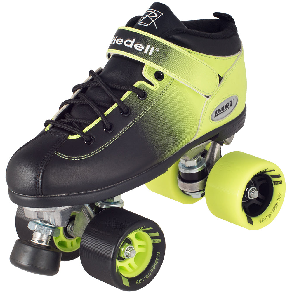 Riedell Dart Ombre Roller Skate - Neon Gn/Bk Fade/11
