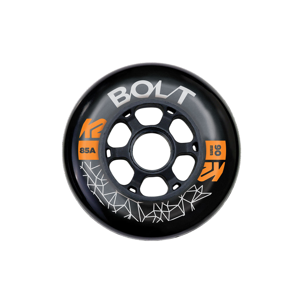 K2 Bolt 90mm/85A Inline Skate Wheels - 4 Pack - Black